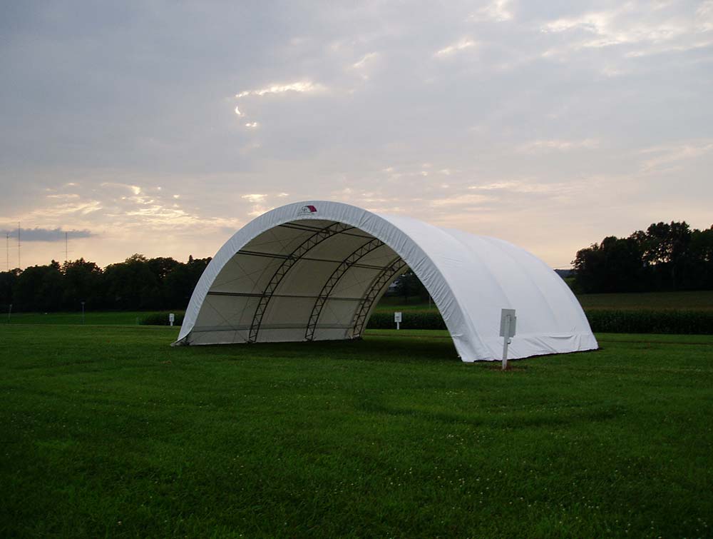 Fabric Farm structure in field