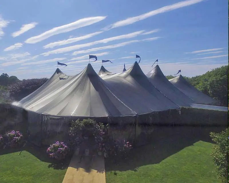 Black stillwater tent with sidewalls