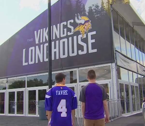 custom printed gable for the Vikings football team